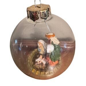 Nativity Christian Christmas baby Jesus Mary Joseph scene Holiday Ornament Globe